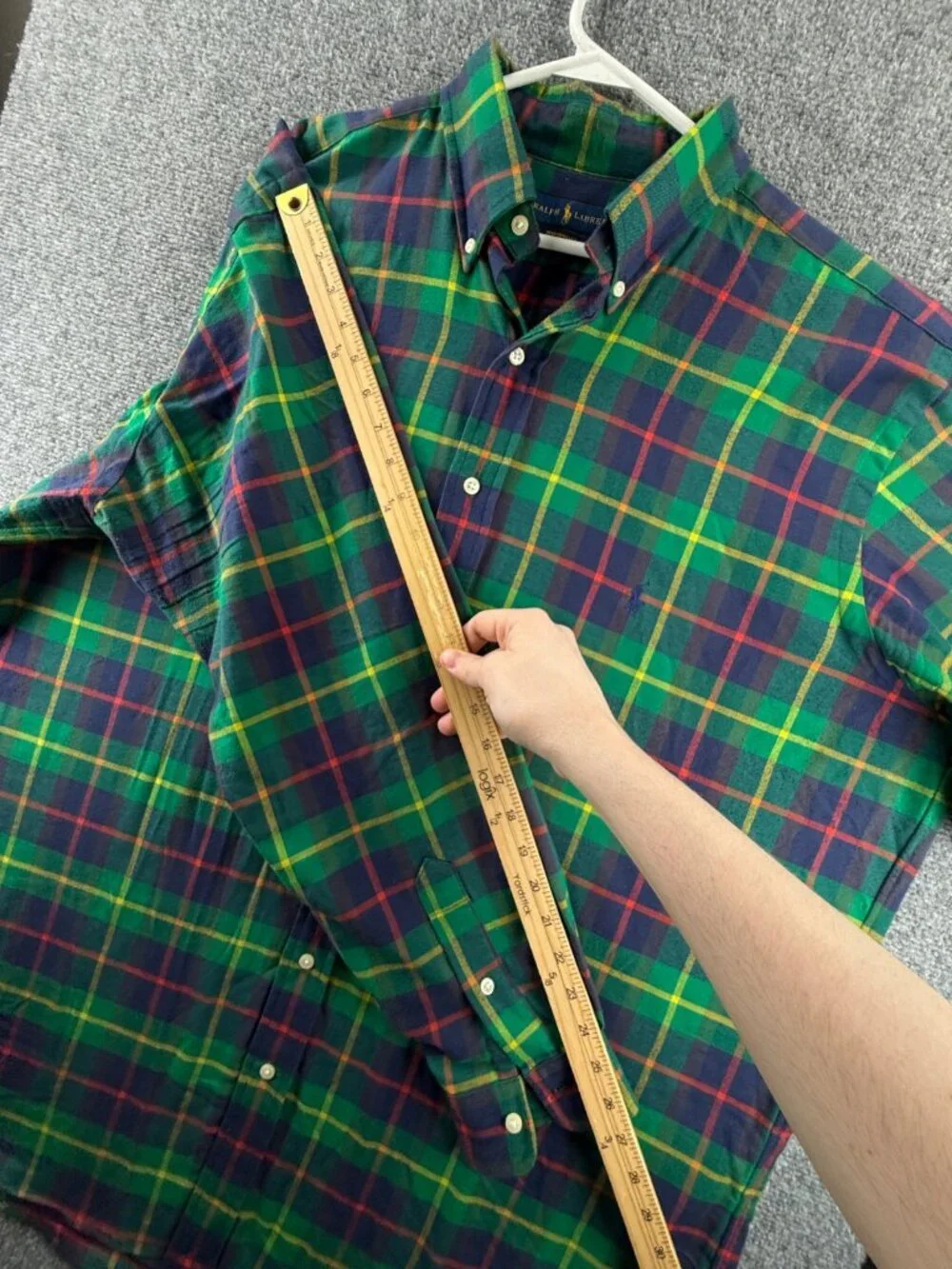 Ralph Lauren Performance Flannel Button Up Shirt Men Green Purple XLT Tall